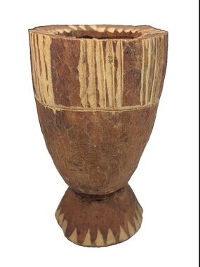 VTG Hand-Carved Wooden African Mortar (no pestle) 6.5” x 3.0”